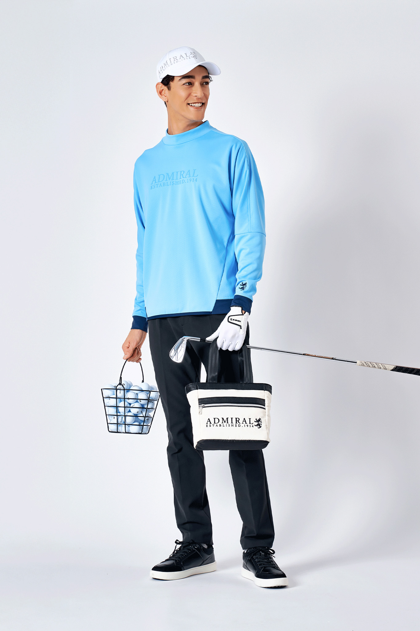 カラタッチ長袖モックネックシャツ