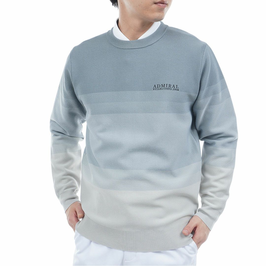 [アドミラル ゴルフ] メンズ グラデーションボーダー クルーネックセーター