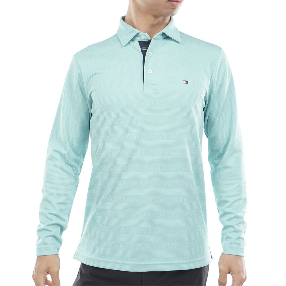 [トミーヒルフィガー] メンズ ロゴジャガ-ド 長袖台衿付きシャツ