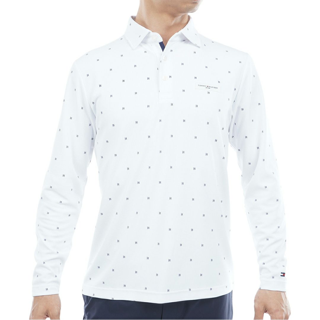 [トミーヒルフィガー] メンズ ロゴ長袖 台衿付きシャツ