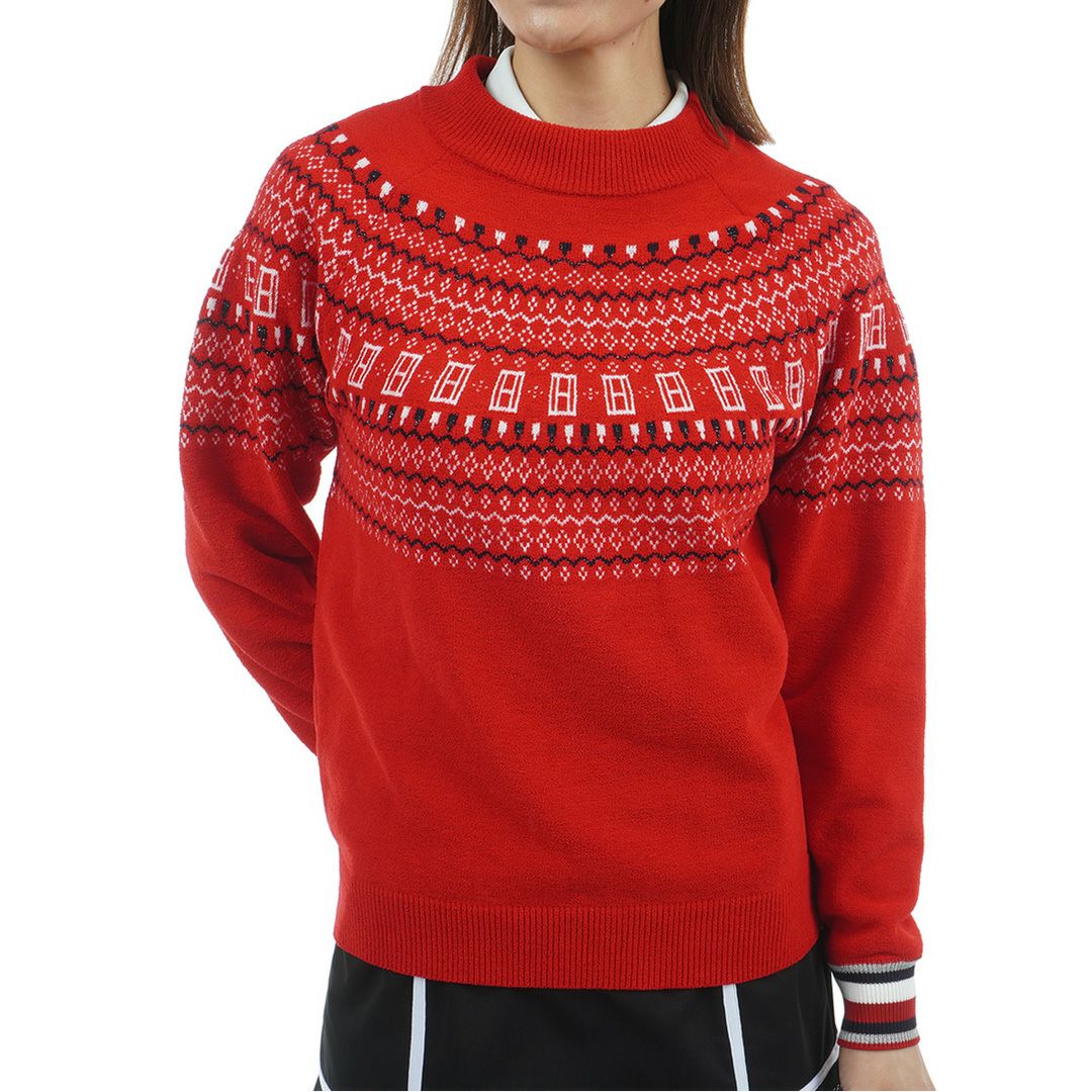 [トミーヒルフィガー] レディース フェアアイル柄 ハイネックニット