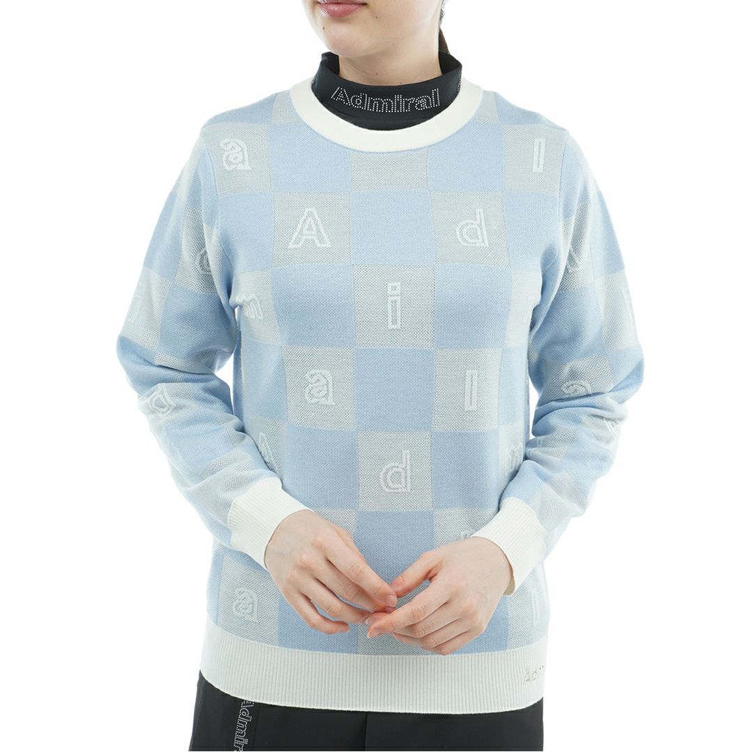 [アドミラル ゴルフ] レディース モノグラムジャカード　ライトクルーニット