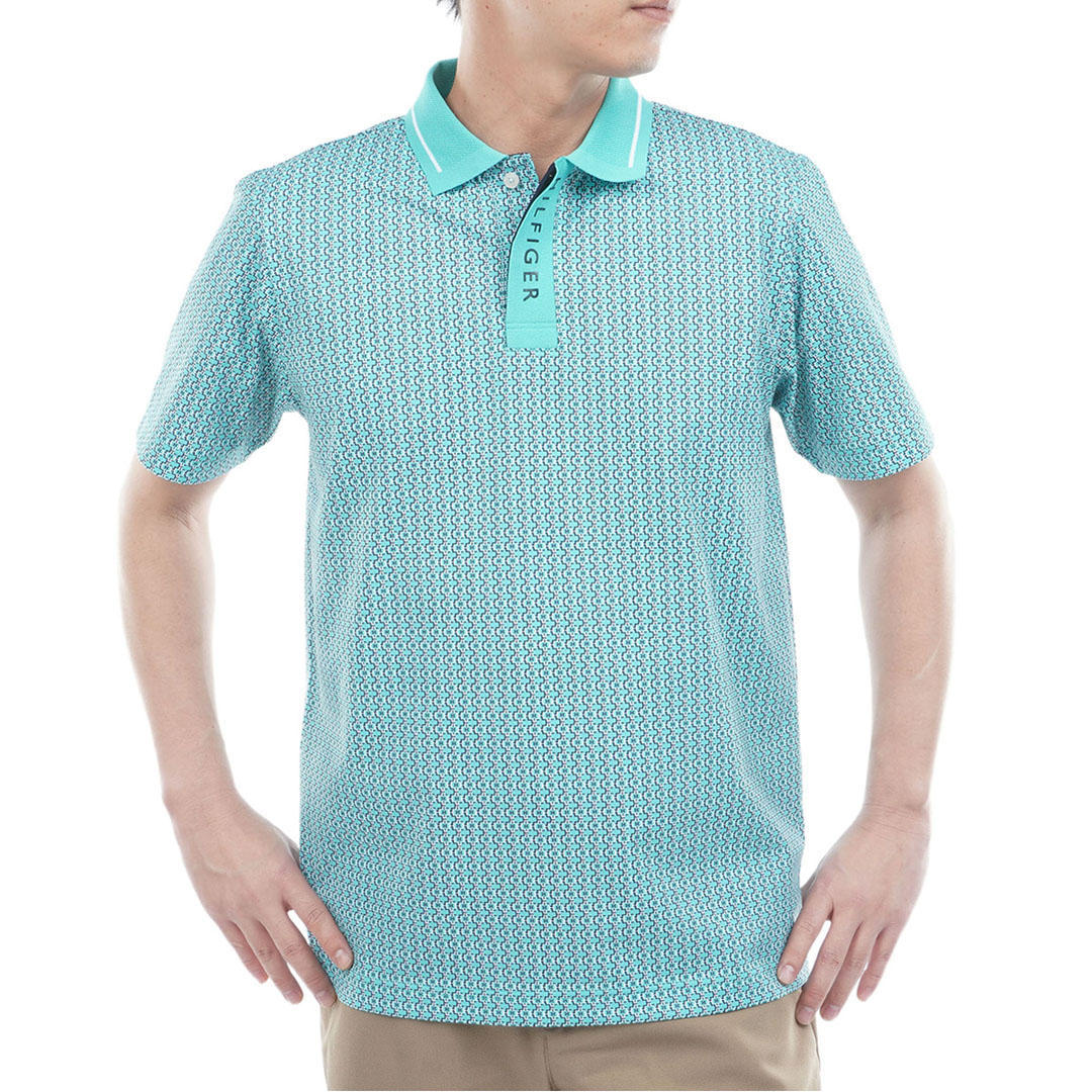 [トミー ヒルフィガー ゴルフ] メンズ 小紋柄プリント 半袖ポロシャツ