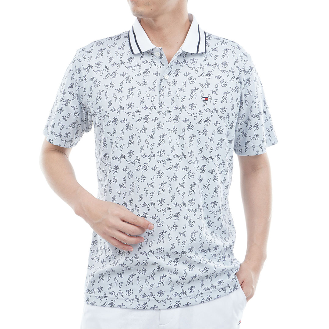 [トミー ヒルフィガー ゴルフ] メンズ 筆記体ロゴジャガード 半袖ポロシャツ