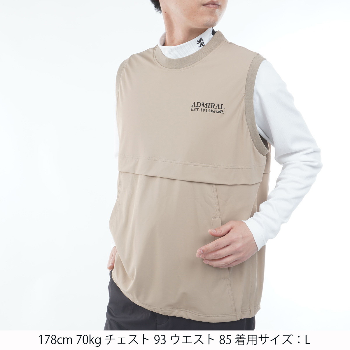[アドミラル ゴルフ] メンズ 撥水 クルーネック ウィンドベスト
