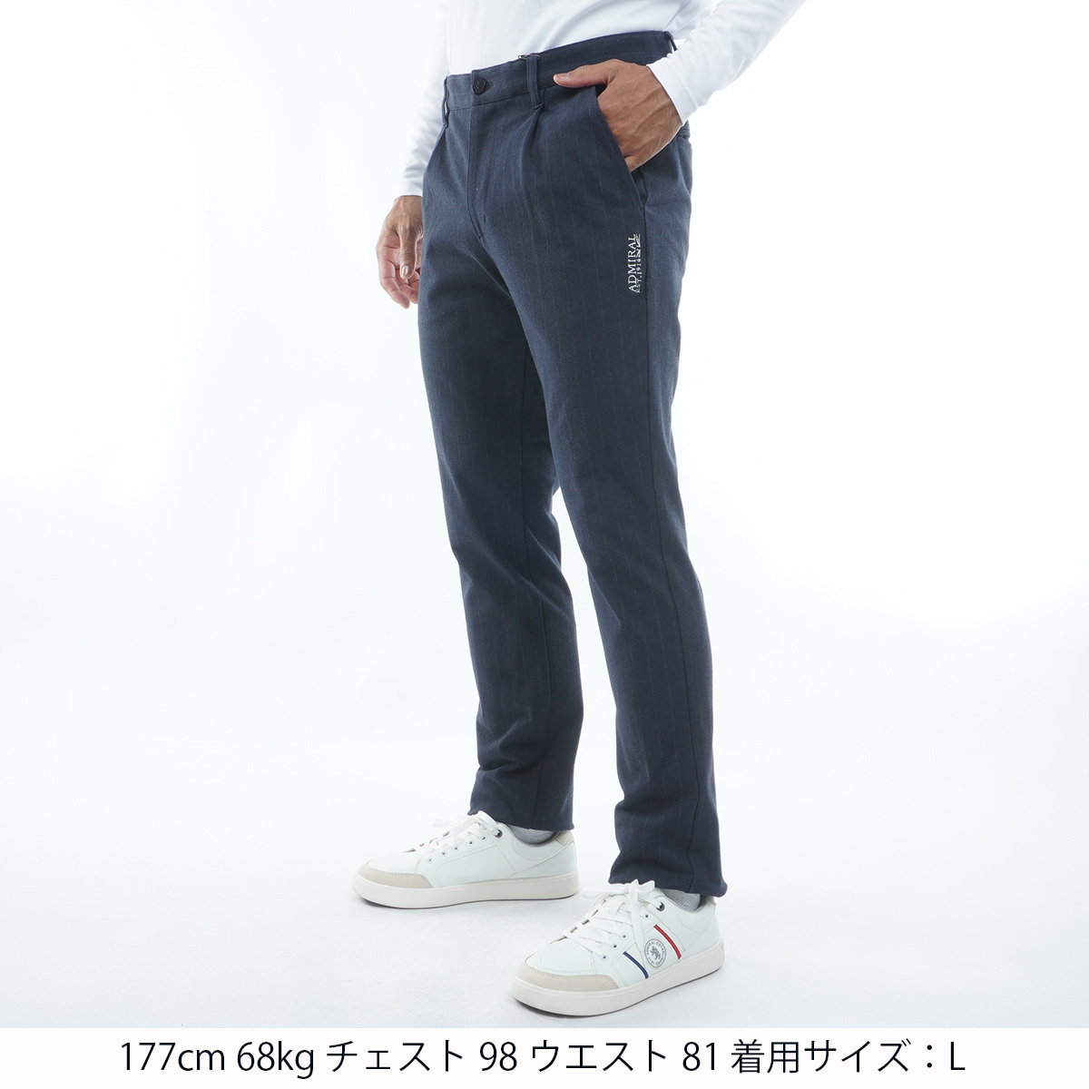 [アドミラル ゴルフ] メンズ ストライプ ワンタック ストレートパンツ